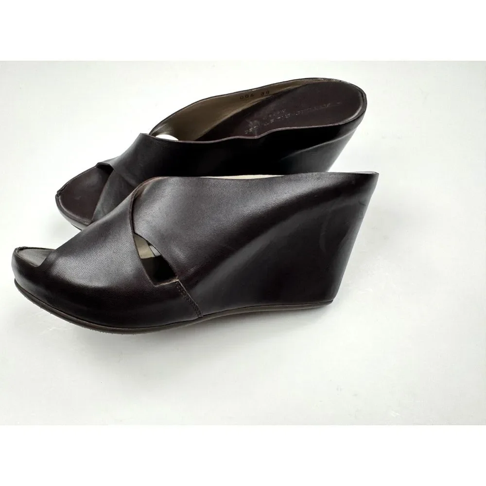 AGL Attilio Giusti Leombruni Italy Platform Wedge Sandal Women 38 US8 EUCLeather